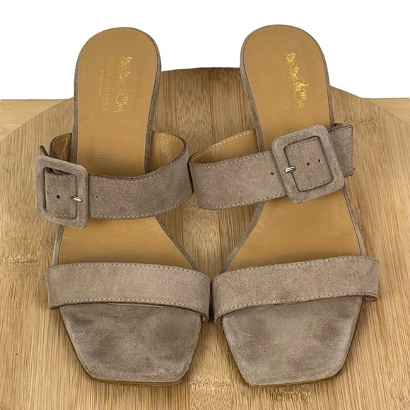 Coach and Four Made in Italy Taupe Suede Buckle Sandal Heels – Size 9 - Picture 4 of 10